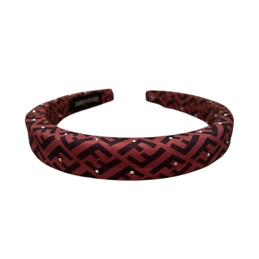 💎2/$30💎 Upcycled Designer Inspired Brown And Black FF Patterned Headband
